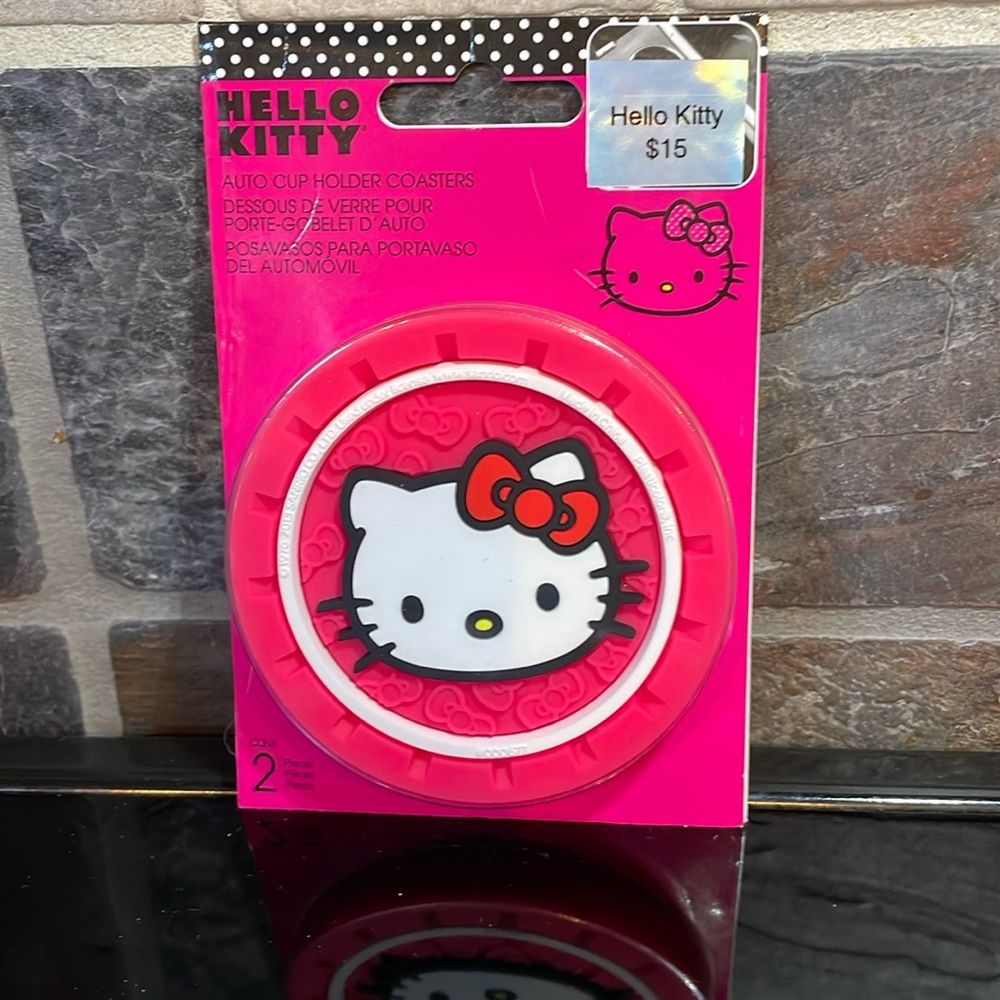 NWT Hello Kitty 2 car cupholders/coasters